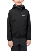 Kurtki i płaszcze dla chłopców - Jack Wolfskin - FOURWINDS JACKET KIDS, dziecięca kurtka softshell unisex, czarny granit, - miniaturka - grafika 1
