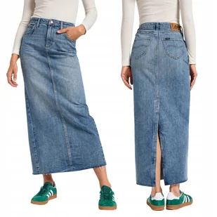 Lee BACK SLIT MAXI SKIRT Set DŁUGA JEANSOWA SPÓDNICA ROZCIĘCIE Z TYŁU W28 - Spódnice - miniaturka - grafika 1