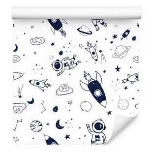 Tapeta Dziecięca Kosmos Astronauta Gwiazdy Rakiety 0,53m x 10m - Tapety - miniaturka - grafika 1