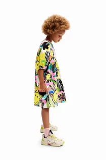 Sukienki i spódniczki dla dziewczynek - Desigual sukienka dziecięca kolor żółty mini rozkloszowana - grafika 1