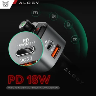 Transmiter samochodowy FM Alogy Ładowarka USB QC 3.0 + USB-C PD Bluetooth odtwarzacz MP3 - Pozostałe akcesoria do telefonów - miniaturka - grafika 20