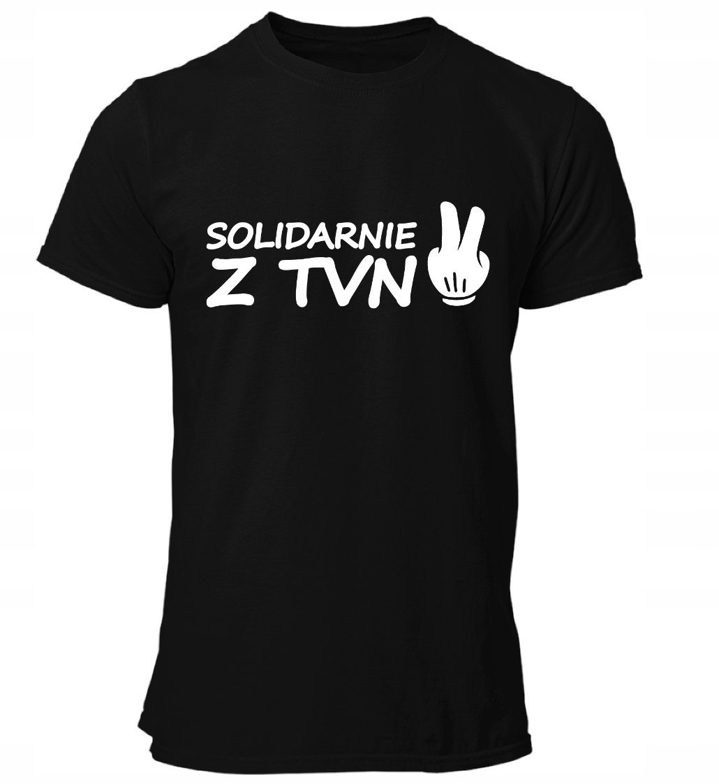 KOSZULKA Z NADRUKIEM MĘSKA ŚMIESZNA T-SHIRT SOLIDARNIE Z TVN TELEWIZJA r. L