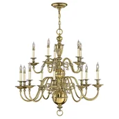 Lampy sufitowe - Żyrandol z abażurami Cambridge HK-CAMBRIDGE15+15xLS162-WHT Hinkley świecznikowy mosiądz biały - miniaturka - grafika 1