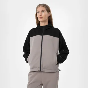Damska bluza dresowa rozpinana z kapturem 4F H4Z22-BLD018 - szara - Bluzy sportowe damskie - miniaturka - grafika 1