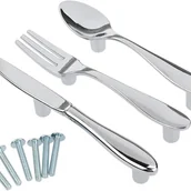 Zawiasy, okucia i inne akcesoria - Zestaw 3-częściowy (nóż, łyżka i widelec); tuleja przesuwna do szuflady szafki kuchennej; gałka - miniaturka - grafika 1