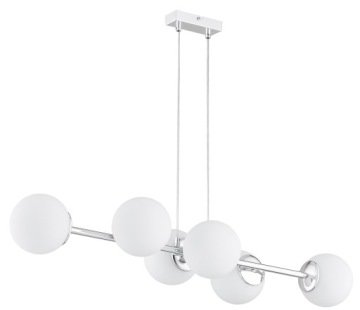Lampa Wisząca Sufitowa Żyrandol Białe Kule Chrom Milo Led E27