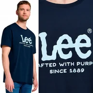 Koszulki męskie - Lee RELAXED LOGO TEE Emperor Navy LUŹNY GRANATOWY BAWEŁNIANY T-SHIRT LOGO M - miniaturka - grafika 1