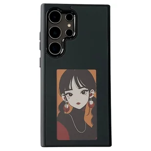 Dla Samsung Galaxy S24 Ultra E Ink Etui na telefon 4-kolorowy wyświetlacz NFC DIY Wzór Pokrowiec na telefon - czarny Wielobarwny Black - Etui i futerały do telefonów - miniaturka - grafika 1