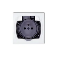 Gniazdka elektryczne - Karlik LOGO - Gniazdo bryzgoszczelne 2P+Z (klapka dymna) (biały) LGPB-1zd - miniaturka - grafika 1