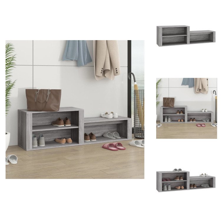 vidaXL Szafka na buty Szara Sonoma 150x35x45 cm Materiał drewnopochodny - Stojaki i szafki na buty