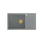 Zlewozmywaki - QUADRON Zlewozmywak EVAN 136 XL szary, elementy złote, k.pneum. HCQE58650U5_PVDG1_P2O0 - miniaturka - grafika 1