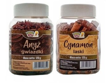 Zestaw: Anyż Gwiazdki 120g i Cynamon laski 120g