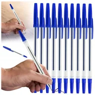 Długopisy - DŁUGOPIS niebieski przeźroczysty zestaw 10 sztuk 1mm idealny do szkoły - miniaturka - grafika 1