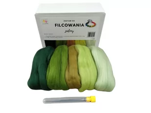 Wełna merynos, zestaw kolorów, 3 igły: zielony - Dekoratorstwo - miniaturka - grafika 1