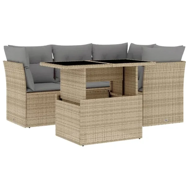 Zestaw mebli ogrodowych beżowy z rattanem PE, wymiary: 62x62x69 cm, 55x62x
