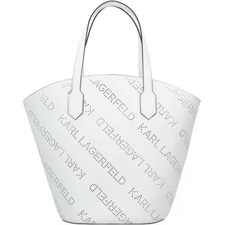 Torebki damskie - KARL Lagerfeld Lagerfeld Torba shopperka skórzana 40 cm white 221W3025-A100 - grafika 1