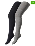 Rajstopy dziecięce - camano Rajstopy (2 pary) w kolorze szaro-granatowym - miniaturka - grafika 1