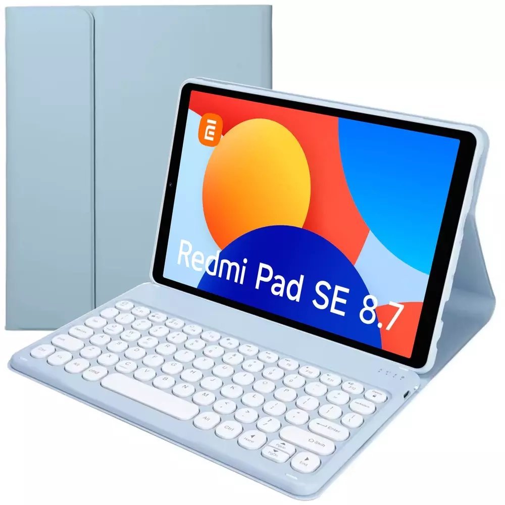4kom.pl Etui z magnetyczną klawiaturą Bluetooth do Xiaomi Redmi Pad SE 8.7 2024, niebieskie