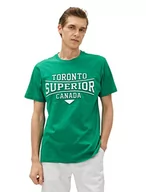 Koszulki męskie - Koton Varsity Embroidered Crew Neck Short Sleeve T-Shirt męski, Zielony (751), S - miniaturka - grafika 1