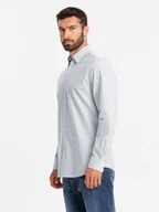 Koszule męskie - Elegancka męska koszula oxford z haftem błękitna V1 OM-SHOS-0172 M - miniaturka - grafika 1
