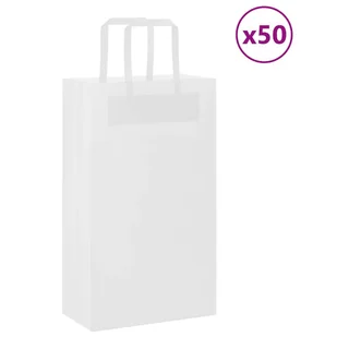 vidaXL Torby papierowe 50 szt. z uchwytami białe 21x11x36 cm - Zestawy upominkowe - miniaturka - grafika 1