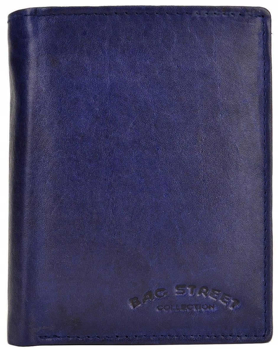 GRANATOWY Portfel Męski SKÓRZANY Pionowy Młodzieżowy SKÓRA Bag Street NAVY