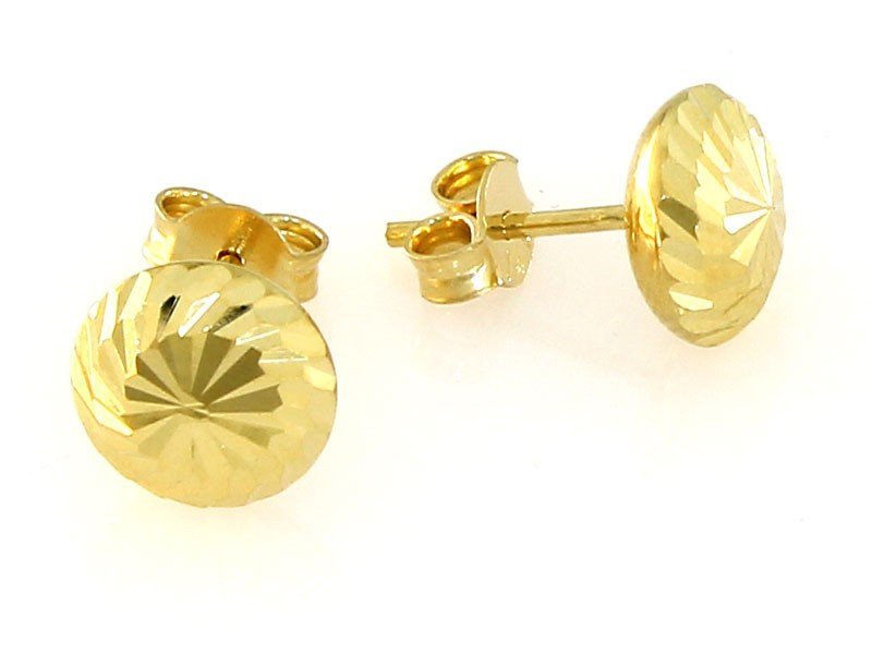 Złote kolczyki 585 diamentowane na sztyfcie 1.22g