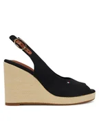 Espadryle damskie - Tommy Hilfiger Espadryle Flag High Wedge Espad Slingback FW0FW08597 Czarny - miniaturka - grafika 1