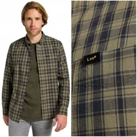 Koszule męskie - Lee BUTTON DOWN Green koszula bawełniana męska w kratę REGULAR FIT M - miniaturka - grafika 1