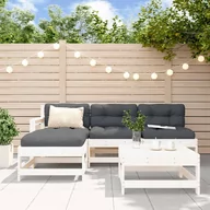 Meble ogrodowe - 5-cz. zestaw wypoczynkowy do ogrodu z poduszkami, biały, drewno Lumarko! - miniaturka - grafika 1