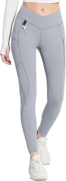 Damskie Legginsy Termiczne z Kieszeniami Wodoodporne Szare Rozmiar M