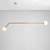 Lampy sufitowe - ADX Industrialna LAMPA wisząca 1064H30 ADX szklana OPRAWA zwis kule pręt złoty biały - miniaturka - grafika 1