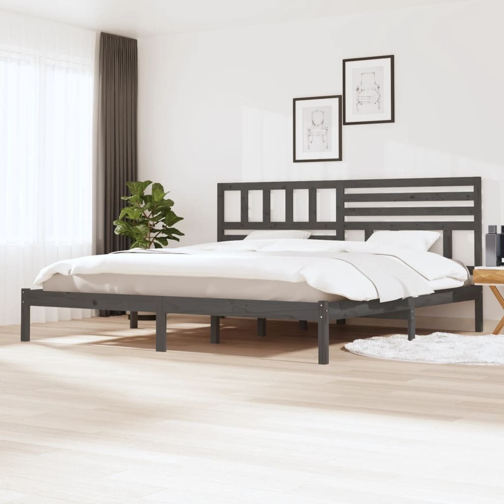 Łóżko z litego drewna sosna szara 200x200 cm