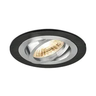 Żarówki LED - Reflektor wpuszczany GU10 rama wpuszczana 35° obrotowy otwór Ø75mm aluminium w komplecie GU10 5W żarówka LED 410 lumenów biały zimny czarny okrągły - miniaturka - grafika 1