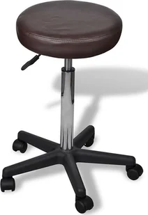 Elior Brązowy tapicerowany taboret obrotowy na kółkach - Albin - Taborety i hokery - miniaturka - grafika 1