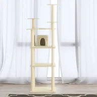 Drapaki dla kotów - shumee shumee Drapak dla kota z sizalowymi słupkami kremowy 171 cm - miniaturka - grafika 1