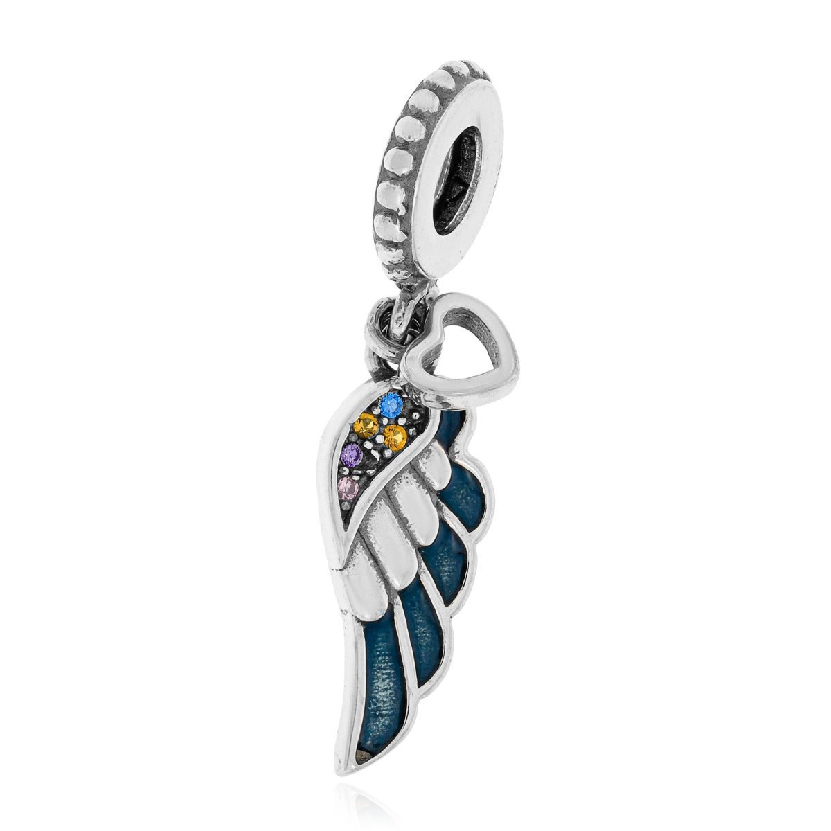 Srebrna zawieszka/charms do bransoletki skrzydło i serce pr. 925