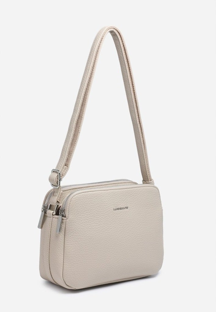 Damska Torebka Listonoszka Jasny Beż LUIGISANTO Trzykomorowa z Paskiem