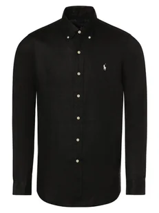 Polo Ralph Lauren Męska koszula lniana Mężczyźni Regular Fit len czarny jednolity button down, XL - Koszule męskie - miniaturka - grafika 1