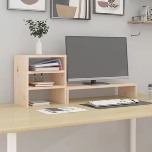 vidaXL Podstawka na monitor, 81x20x30 cm, lite drewno sosnowe - Akcesoria do monitorów - miniaturka - grafika 1