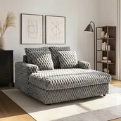 Fotele - Fotel Wypoczynkowy Sofa KOBEL Szary Pluszowy Nowoczesny - miniaturka - grafika 1