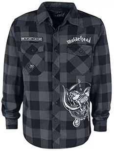 Motörhead Brandit Bastards męska koszula w kratkę z długim rękawem, czarno-szara, Schwarz/Grau, 5XL - Koszule męskie - miniaturka - grafika 1
