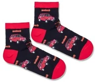 Skarpetki męskie - Skarpetki męskie czarno-czerwone z grafiką legendarnych maluchów Milena - miniaturka - grafika 1
