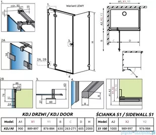 Radaway Essenza Pro Brushed Copper Kdj kabina 90x100 cm lewa szczotkowana miedź 10097090-93-01L/10098100-01-01 - Kabiny prysznicowe - miniaturka - grafika 2