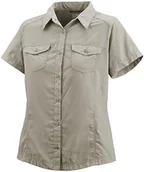 Bluzki damskie - Columbia Damska bluzka turystyczna Psych to Hike Shortsleeve Shirt beżowy Fossil XS - miniaturka - grafika 1