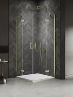 Kabiny prysznicowe - Kabina prysznicowa drzwi podwójne kolor złoty połysk 100x100 cm K-4562 New Trendy Nesta Light Gold - miniaturka - grafika 1