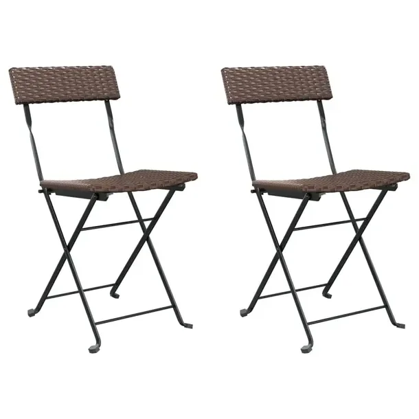 Składane krzesła ogrodowe rattan PE brązowe 40 x 45 x 79 cm, 2 szt.