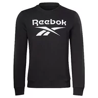 Bluzy męskie - Reebok Męska bluza z logo, duża, Stacked Logo, czarna, XL, Czarny, XL - miniaturka - grafika 1