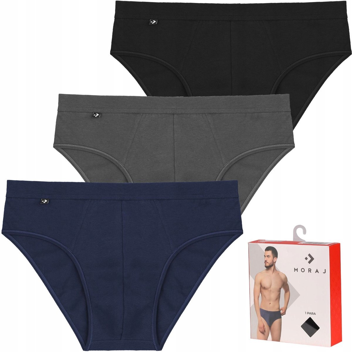 3X Bawełniane Slipy Męskie Majtki Slipki Moraj 3Xl