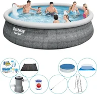 Baseny ogrodowe - Zestaw basenowy - Bestway Fast Set 457x107 cm okrągły - Rattan - miniaturka - grafika 1